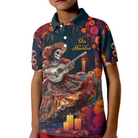 Mexican La Catrina Skeletons Dancing Kid Polo Shirt Dia de Los Muertos Verion 1 - Wonder Print Shop