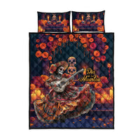 Mexican La Catrina Skeletons Dancing Quilt Bed Set Dia de Los Muertos Verion 1 - Wonder Print Shop
