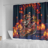 Mexican La Catrina Skeletons Dancing Shower Curtain Dia de Los Muertos Verion 1