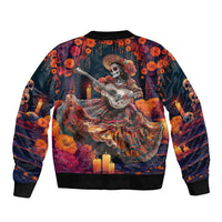 Mexican La Catrina Skeletons Dancing Sleeve Zip Bomber Jacket Dia de Los Muertos Verion 1 - Wonder Print Shop