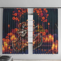 Mexican La Catrina Skeletons Dancing Window Curtain Dia de Los Muertos Verion 1 - Wonder Print Shop
