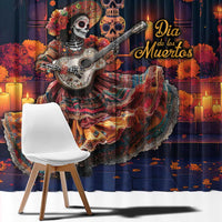 Mexican La Catrina Skeletons Dancing Window Curtain Dia de Los Muertos Verion 1 - Wonder Print Shop