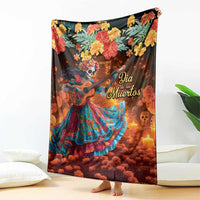 Mexican La Catrina Skeletons Dancing Blanket Dia de Los Muertos Verion 2