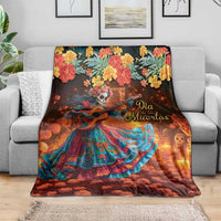 Mexican La Catrina Skeletons Dancing Blanket Dia de Los Muertos Verion 2
