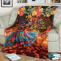 Mexican La Catrina Skeletons Dancing Blanket Dia de Los Muertos Verion 2