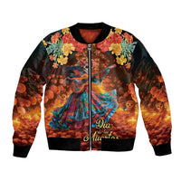 Mexican La Catrina Skeletons Dancing Bomber Jacket Dia de Los Muertos Verion 2 LT9 - Wonder Print Shop