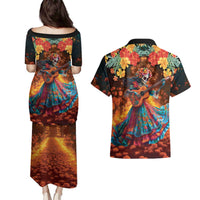Mexican La Catrina Skeletons Dancing Couples Matching Puletasi and Hawaiian Shirt Dia de Los Muertos Verion 2 LT9 - Wonder Print Shop