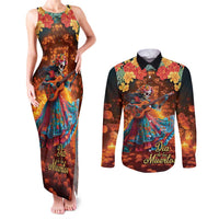 Mexican La Catrina Skeletons Dancing Couples Matching Tank Maxi Dress and Long Sleeve Button Shirt Dia de Los Muertos Verion 2 LT9 - Wonder Print Shop