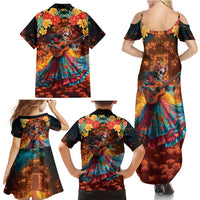 Mexican La Catrina Skeletons Dancing Family Matching Summer Maxi Dress and Hawaiian Shirt Dia de Los Muertos Verion 2 - Wonder Print Shop