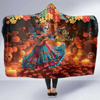 Mexican La Catrina Skeletons Dancing Hooded Blanket Dia de Los Muertos Verion 2