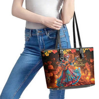 Mexican La Catrina Skeletons Dancing Leather Tote Bag Dia de Los Muertos Verion 2 - Wonder Print Shop