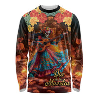 Mexican La Catrina Skeletons Dancing Long Sleeve Shirt Dia de Los Muertos Verion 2 - Wonder Print Shop