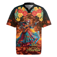Mexican La Catrina Skeletons Dancing Rugby Jersey Dia de Los Muertos Verion 2 - Wonder Print Shop
