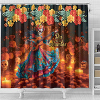 Mexican La Catrina Skeletons Dancing Shower Curtain Dia de Los Muertos Verion 2