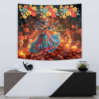 Mexican La Catrina Skeletons Dancing Tapestry Dia de Los Muertos Verion 2 - Wonder Print Shop