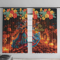 Mexican La Catrina Skeletons Dancing Window Curtain Dia de Los Muertos Verion 2 - Wonder Print Shop