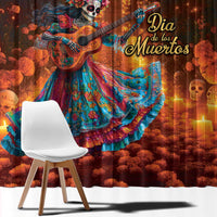 Mexican La Catrina Skeletons Dancing Window Curtain Dia de Los Muertos Verion 2 - Wonder Print Shop