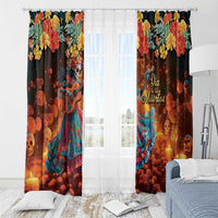Mexican La Catrina Skeletons Dancing Window Curtain Dia de Los Muertos Verion 2 - Wonder Print Shop