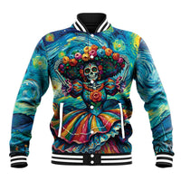 Día de los Muertos Baseball Jacket A Swirl of Colors and Souls - Wonder Print Shop