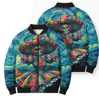 Día de los Muertos Bomber Puffer Jacket A Swirl of Colors and Souls - Wonder Print Shop