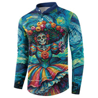 Día de los Muertos Button Sweatshirt A Swirl of Colors and Souls - Wonder Print Shop