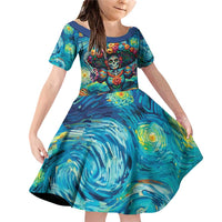 Día de los Muertos Family Matching Off Shoulder Short Dress and Hawaiian Shirt A Swirl of Colors and Souls - Wonder Print Shop
