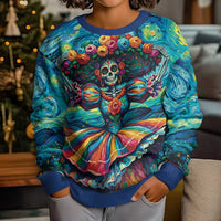 Día de los Muertos Kid Ugly Christmas Sweater A Swirl of Colors and Souls - Wonder Print Shop