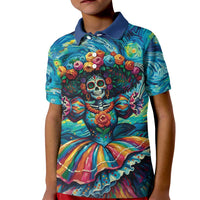 Día de los Muertos Kid Polo Shirt A Swirl of Colors and Souls - Wonder Print Shop