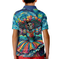 Día de los Muertos Kid Polo Shirt A Swirl of Colors and Souls - Wonder Print Shop