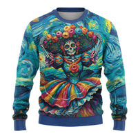 Día de los Muertos Ugly Christmas Sweater A Swirl of Colors and Souls - Wonder Print Shop