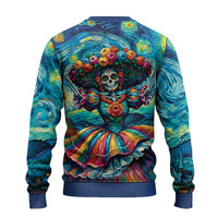 Día de los Muertos Ugly Christmas Sweater A Swirl of Colors and Souls - Wonder Print Shop