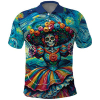 Día de los Muertos Polo Shirt A Swirl of Colors and Souls - Wonder Print Shop