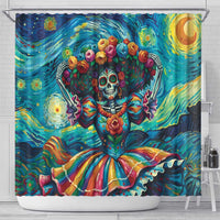 Día de los Muertos Shower Curtain A Swirl of Colors and Souls - Wonder Print Shop