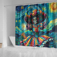 Día de los Muertos Shower Curtain A Swirl of Colors and Souls - Wonder Print Shop