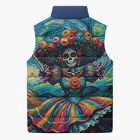 Día de los Muertos Sleeveless Puffer Jacket A Swirl of Colors and Souls - Wonder Print Shop