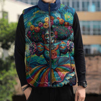 Día de los Muertos Sleeveless Puffer Jacket A Swirl of Colors and Souls - Wonder Print Shop