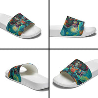 Día de los Muertos Slide Sandals A Swirl of Colors and Souls - Wonder Print Shop