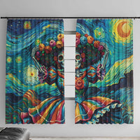 Día de los Muertos Window Curtain A Swirl of Colors and Souls - Wonder Print Shop