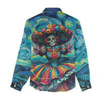 Día de los Muertos Women Casual Shirt A Swirl of Colors and Souls - Wonder Print Shop