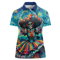 Día de los Muertos Women Polo Shirt A Swirl of Colors and Souls - Wonder Print Shop