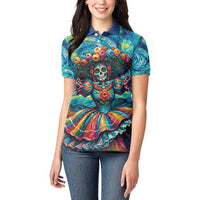 Día de los Muertos Women Polo Shirt A Swirl of Colors and Souls - Wonder Print Shop