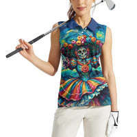 Día de los Muertos Women Sleeveless Polo Shirt A Swirl of Colors and Souls - Wonder Print Shop