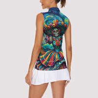 Día de los Muertos Women Sleeveless Polo Shirt A Swirl of Colors and Souls - Wonder Print Shop