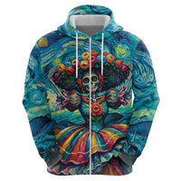 Día de los Muertos Zip Hoodie A Swirl of Colors and Souls - Wonder Print Shop