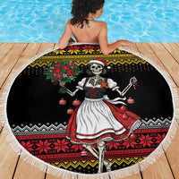 Dirndl Skeleton Dance Beach Blanket Bavarian Gothic Christmas - Wonder Print Shop