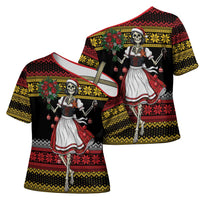 Dirndl Skeleton Dance Cross Shoulder Shirt Bavarian Gothic Christmas - Wonder Print Shop