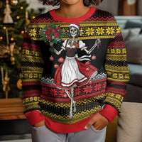 Dirndl Skeleton Dance Kid Ugly Christmas Sweater Bavarian Gothic Christmas - Wonder Print Shop