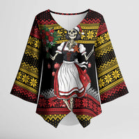 Dirndl Skeleton Dance Kimono Sleeve Blouse Bavarian Gothic Christmas - Wonder Print Shop