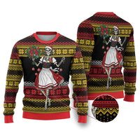 Dirndl Skeleton Dance Ugly Christmas Sweater Bavarian Gothic Christmas - Wonder Print Shop