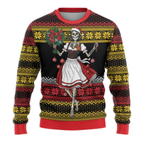 Dirndl Skeleton Dance Ugly Christmas Sweater Bavarian Gothic Christmas - Wonder Print Shop